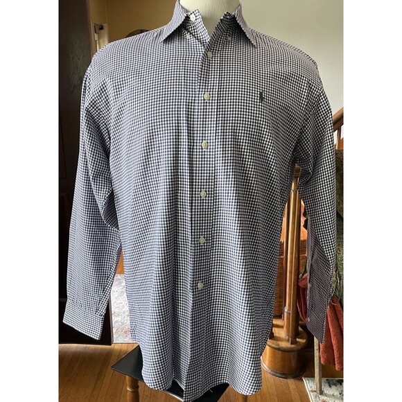 Mens Ralph Lauren Golf Tilden Button Up Shirt Size Small Checker Long Sleeve - Picture 1 of 6